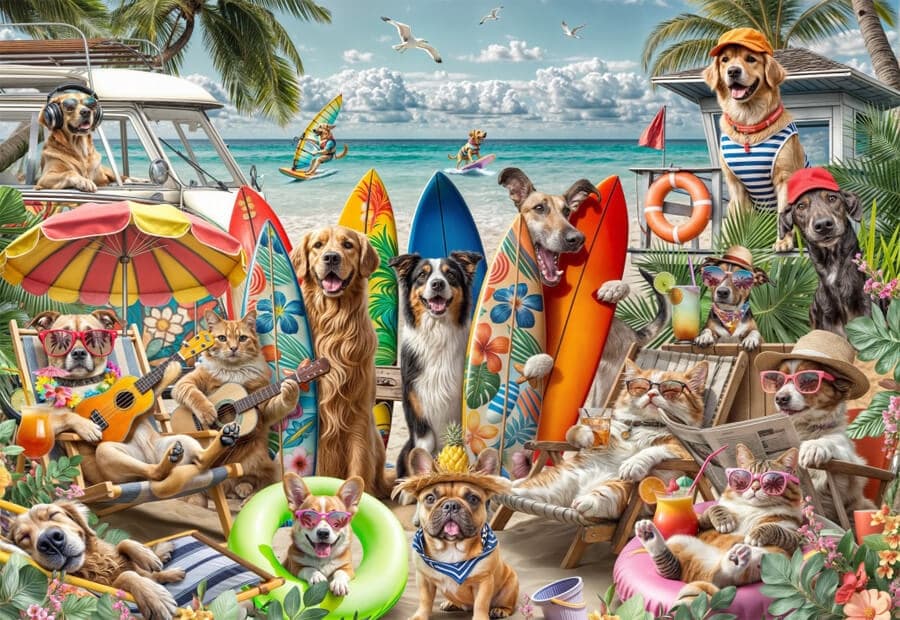 Dogs and Cats at the Beach
