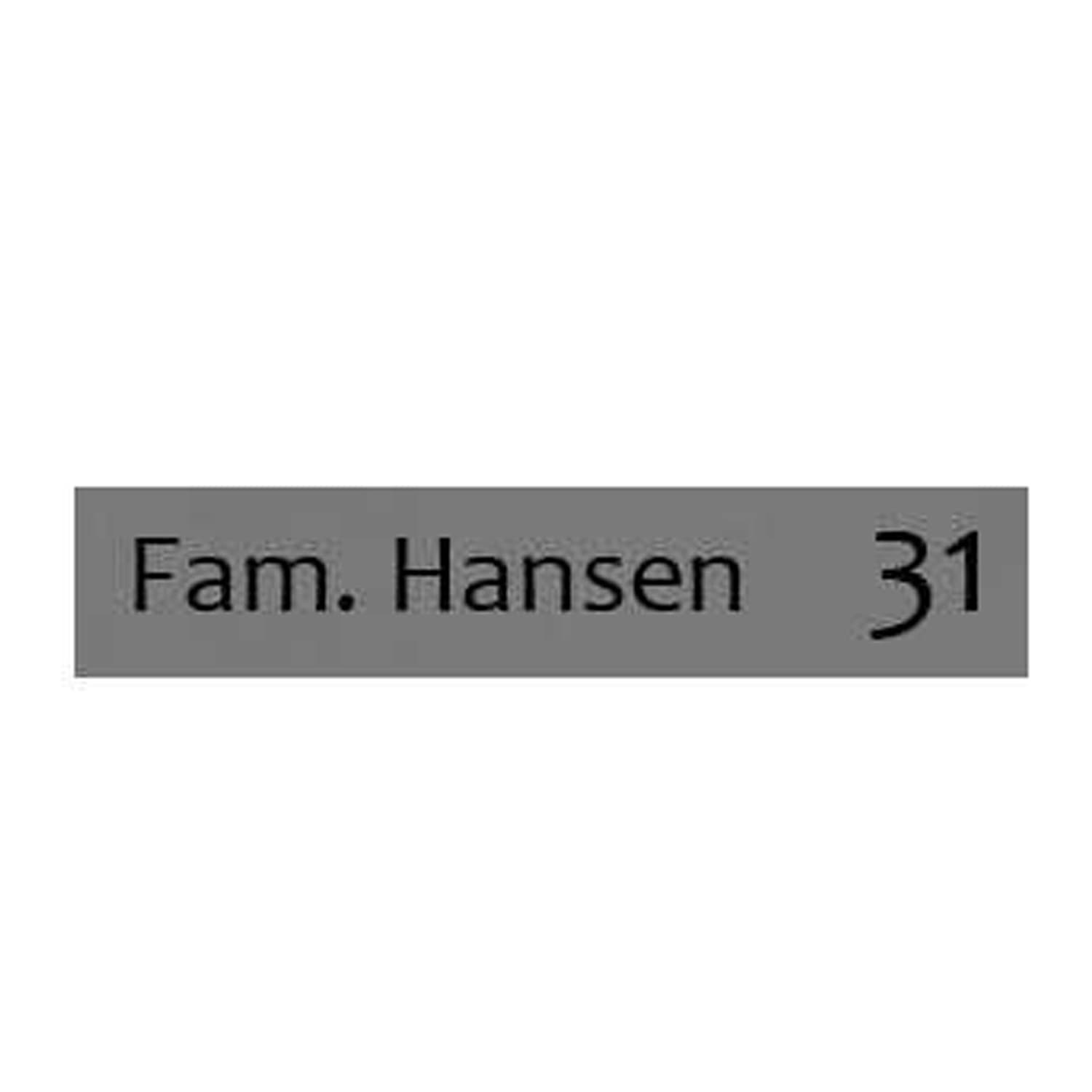 Postkasseskilt 60 x 150 mm sølv med sort tekst