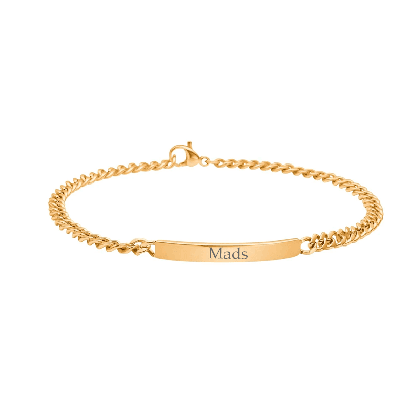 SON OF NOA - Armbånd forgyldt stål med plade 3,5mm 21 cm