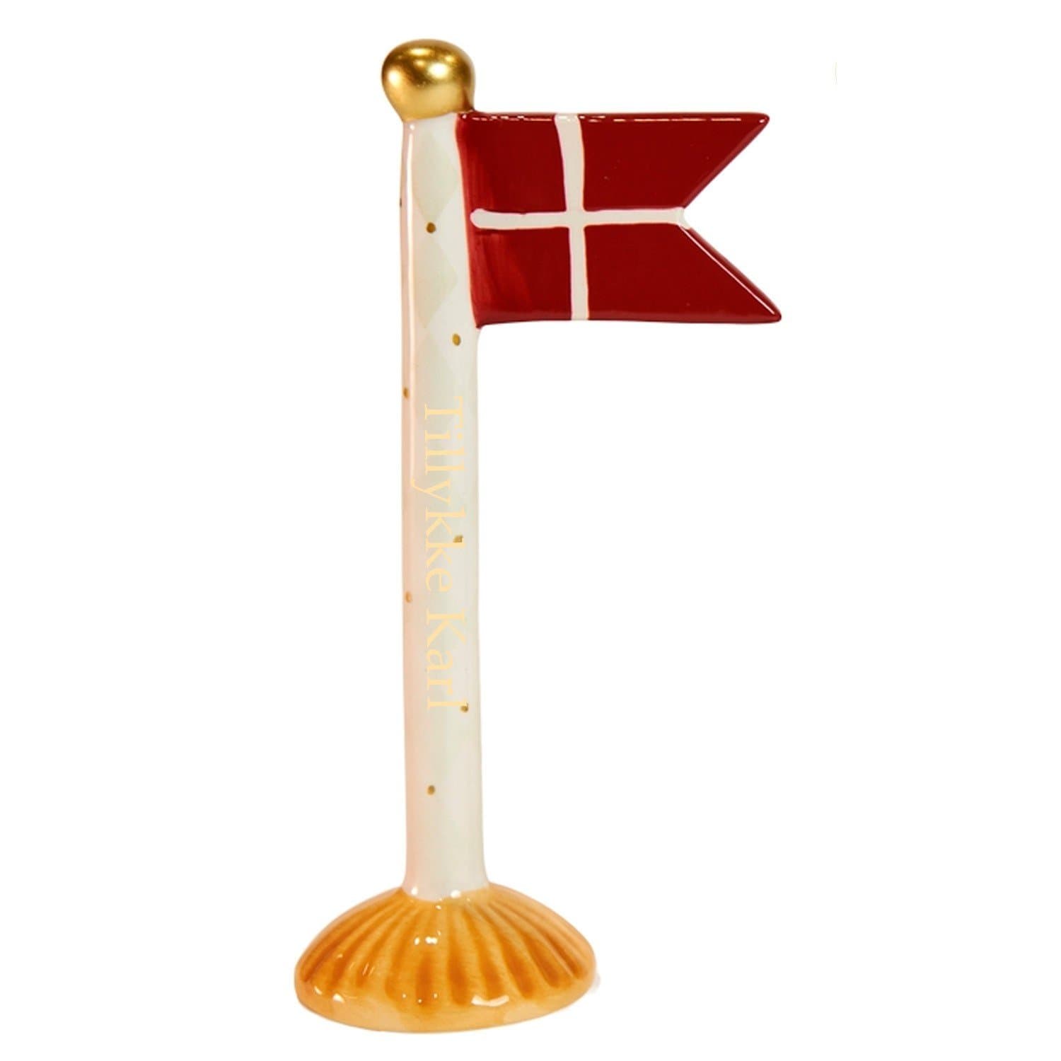 Speedtsberg flag 19 cm - Hvid med prikker