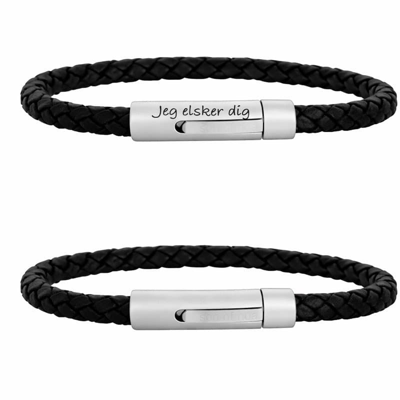 SON OF NOA armbånd sort kalveskind 19cm