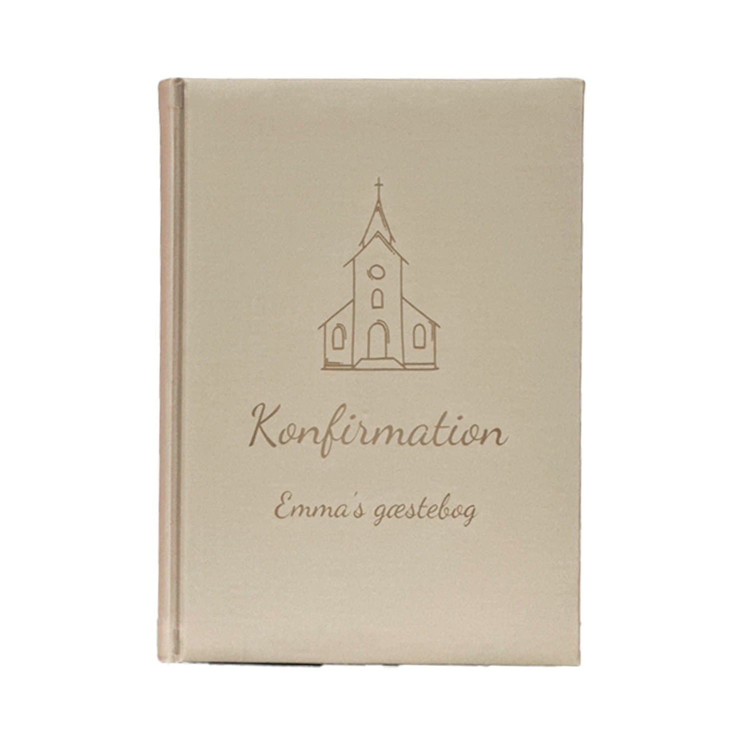 Gæstebog Beige til konfirmation med linjer 17,5 x 24,5 cm