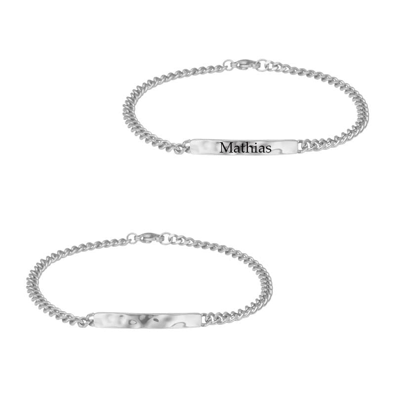 SON OF NOA - Armbånd hammeret stål med plade 3,5mm 21 cm