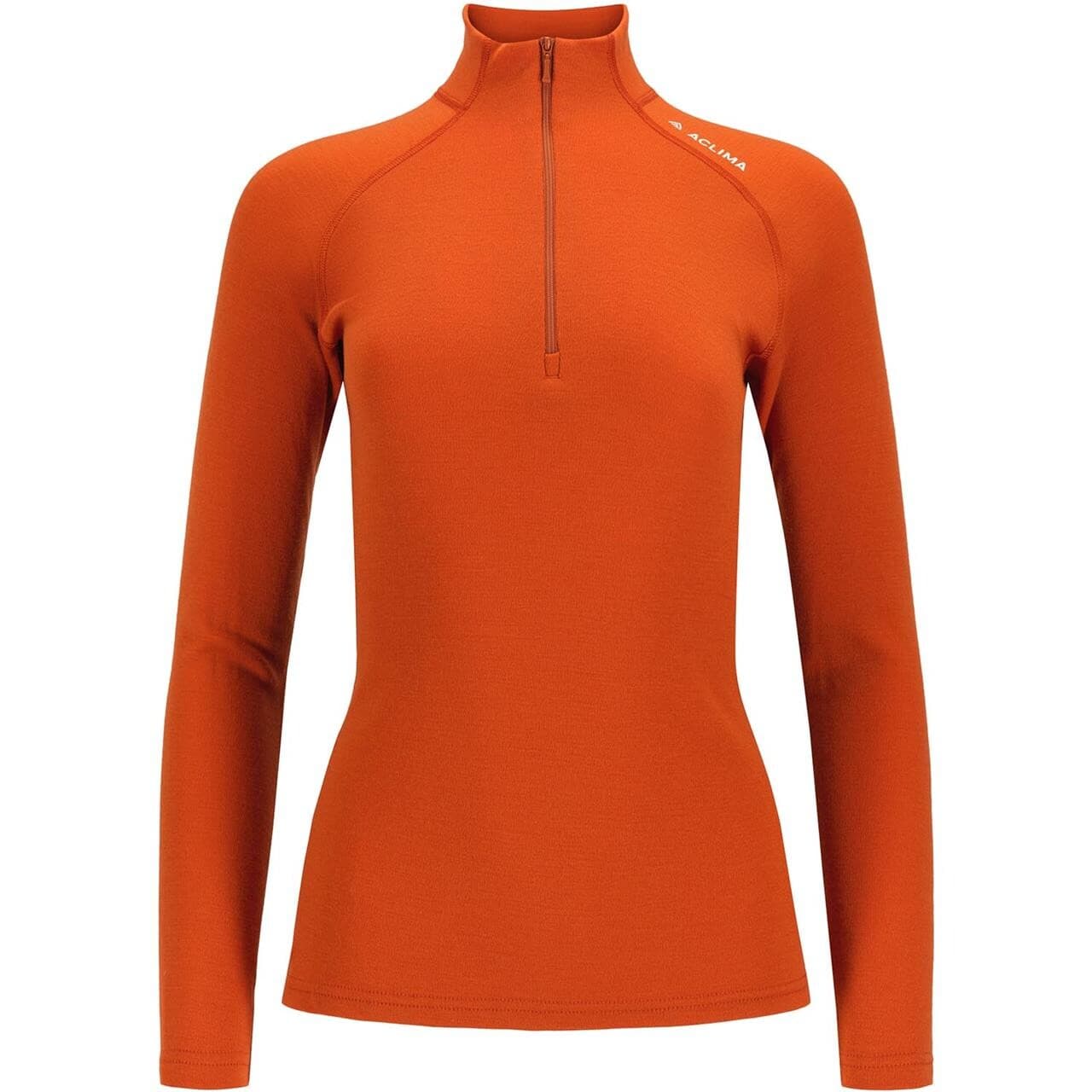 Aclima Womens Warmwool Mock Neck Shirt  (Orange (GOLD FLAME) Medium)
