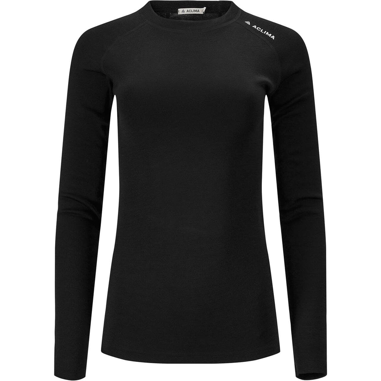Aclima Womens WarmWool Crew Neck Shirt  (Sort (JET BLACK) Medium)