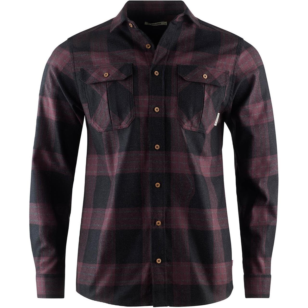 Aclima Mens Leisurewool Reborn Woolshirt  (Grå (CHECK DARK GREY/BORDEAUX) XX-large)