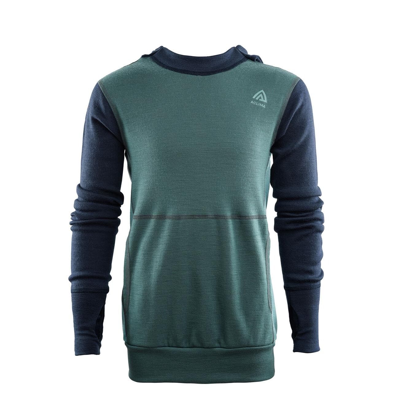 Aclima Kids WarmWool Hoodsweater (Blå (NORTH ATLANTIC/NAVYB/RF WATERS) 140 cm)