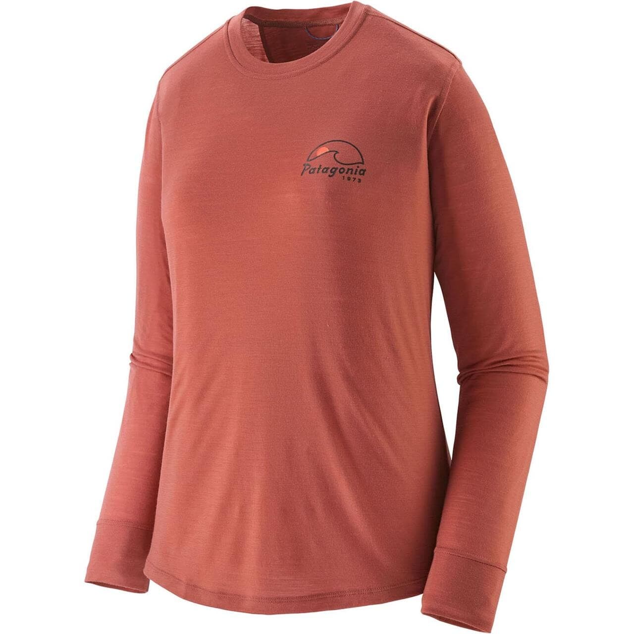 Patagonia Womens L/S Cap Cool Merino Graphic Shirt (Rød (IMAGINE MOON: POTTERS RED) Medium)