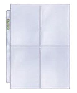 Ultra Pro 4-Pocket (Coupon Pages) Mappelommer til Ringbind/3 Huller - Plads til 4 store kort på hver side. 25 stk. #81418