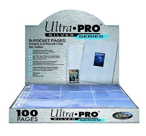 Ultra Pro Mappelommer til Ringbind/11 Huller (Silver) - Plads til 9 kort pÃ¥ hver side. 100 stk. #E-81442-E