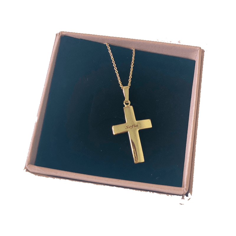 Kors 8 kt. guld 19 x 30 mm ( FÆRDIG GRAVERET - SOFIA)