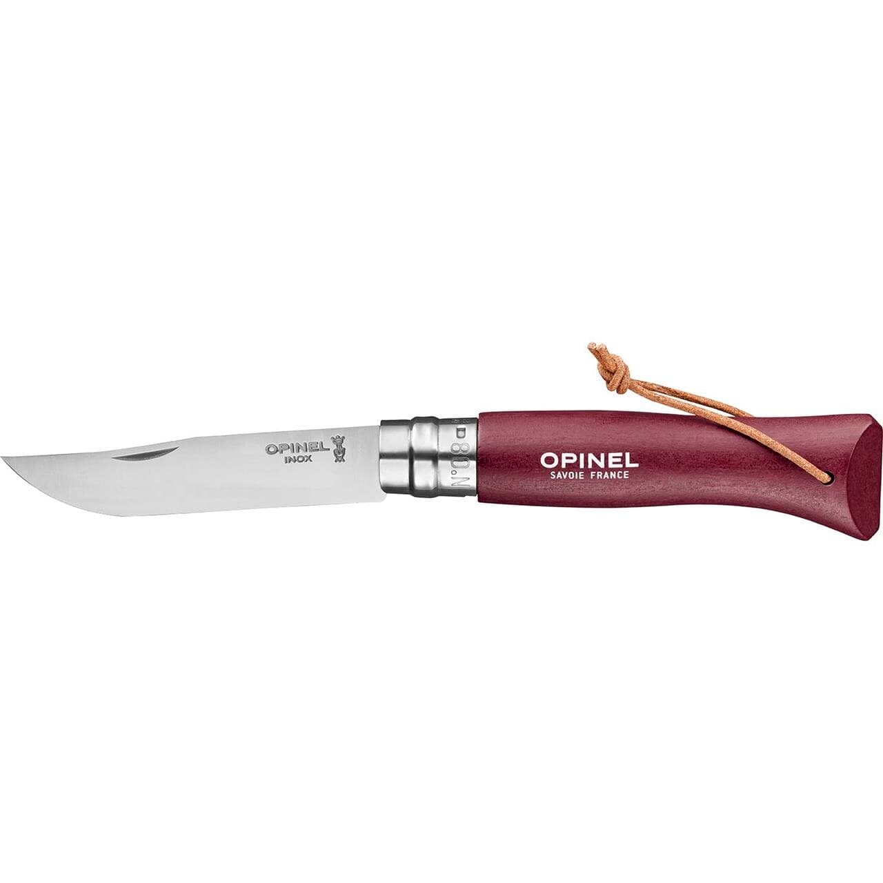 Opinel Trekking N°08 w Leather strap (Lilla (BURGUNDY))