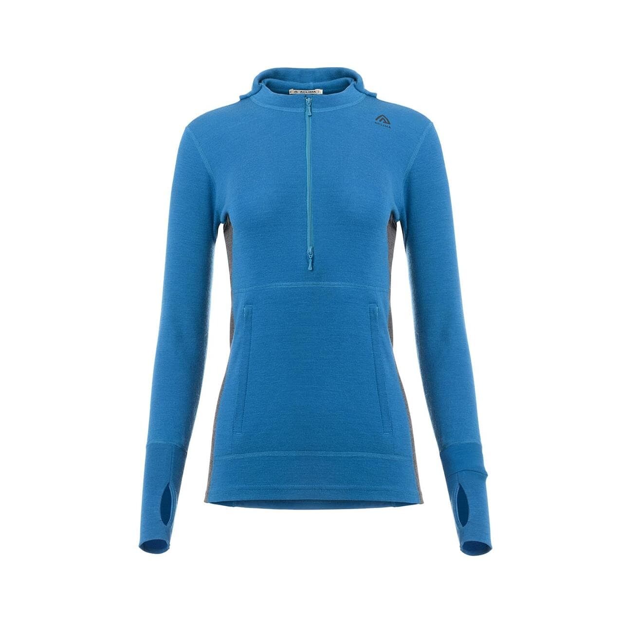 Aclima Womens WarmWool Hood Sweater W/zip (Blå (CORSAIR/MARENGO) Large)