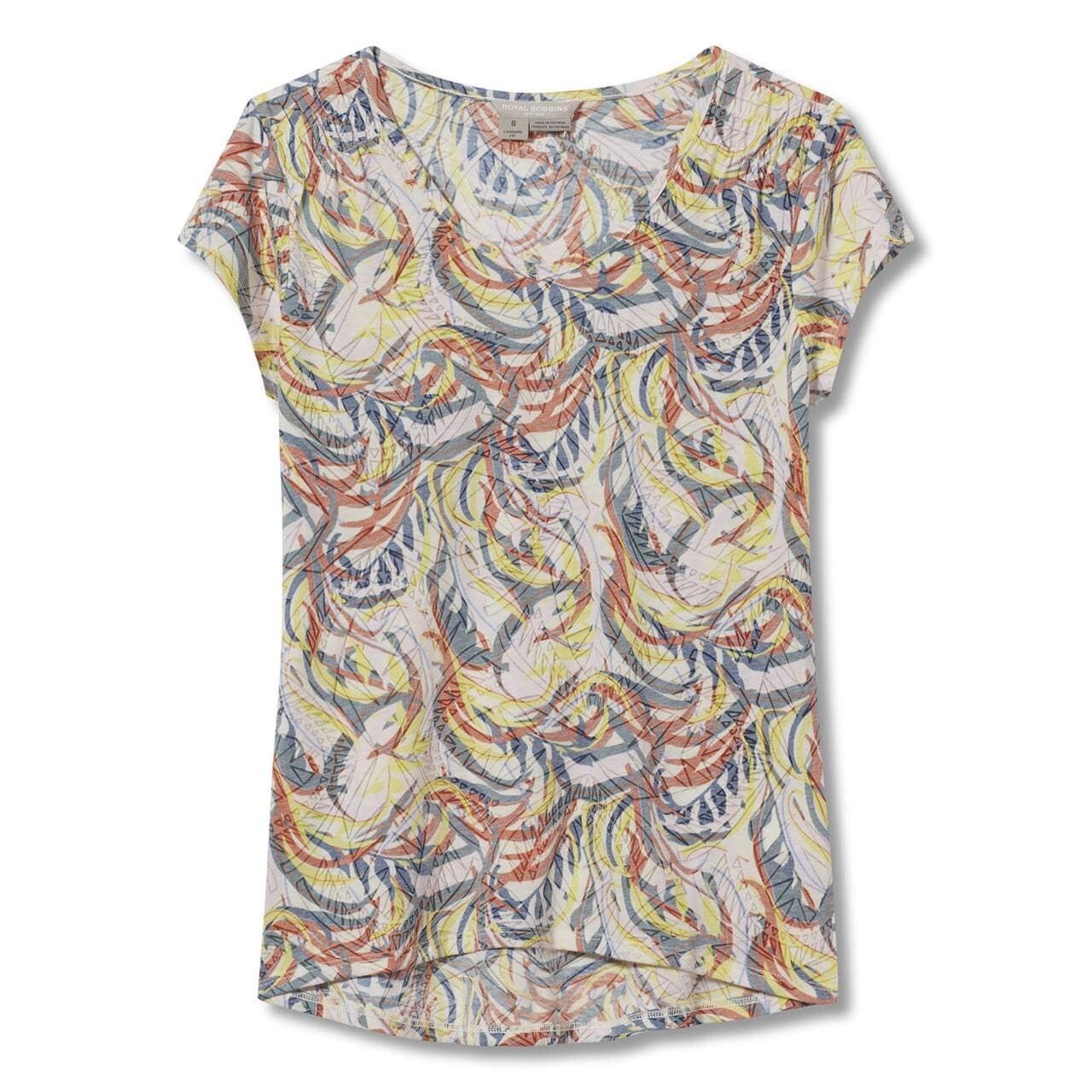 Royal Robbins Womens Featherweight Tee (Hvid (IVORY CAULFIELD PT) Medium)