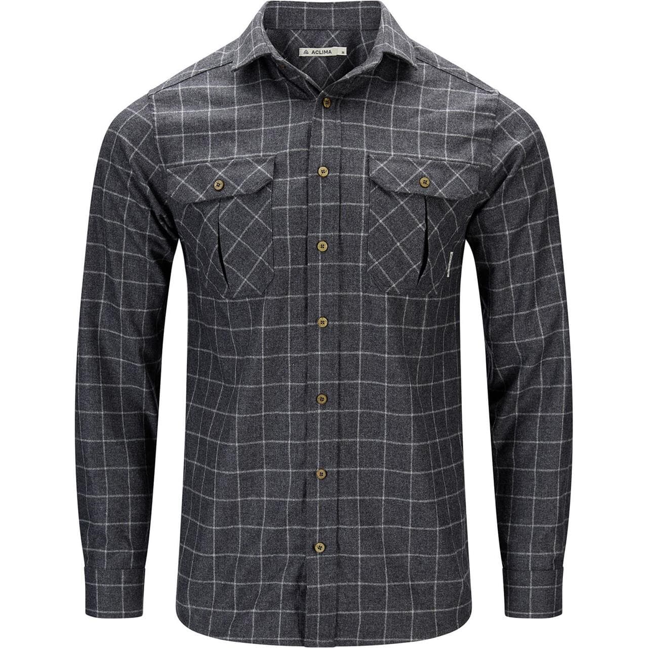 Aclima Mens Leisurewool Reborn Woolshirt (Sort (GRID SLATE/LIGHT GREY) X-small)