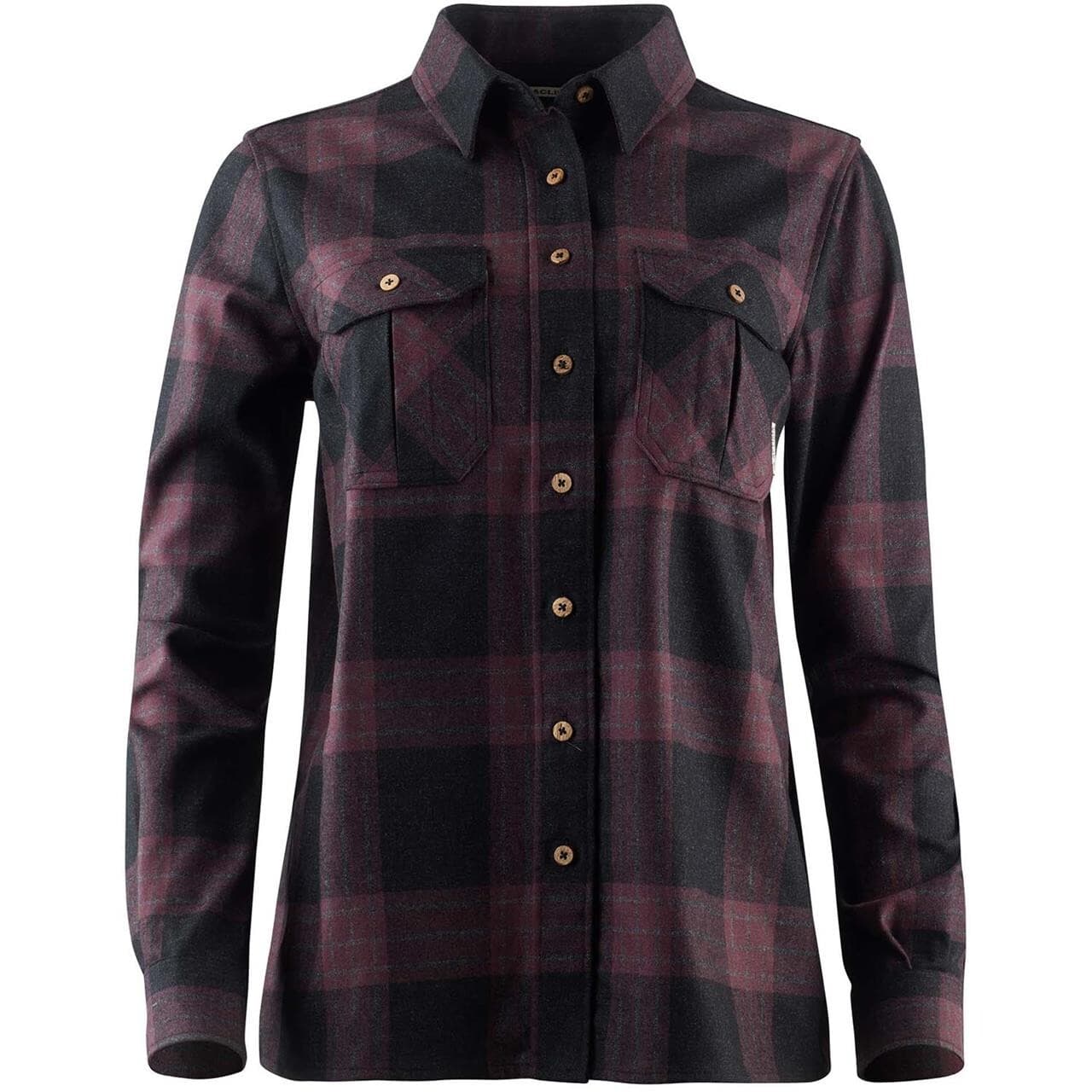 Aclima Womens LeisureWool Reborn Shirt (Grå (CHECK DARK GREY/BORDEAUX) Large)