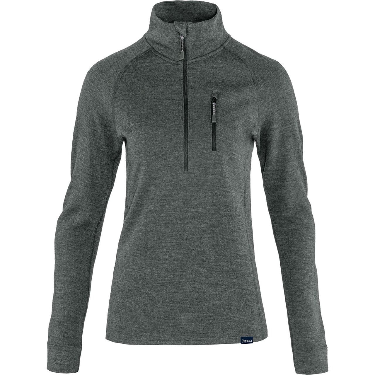 Tierra Womens Templet Midlayer Q-Zip (Grå (BLACK MELANGE) Large)