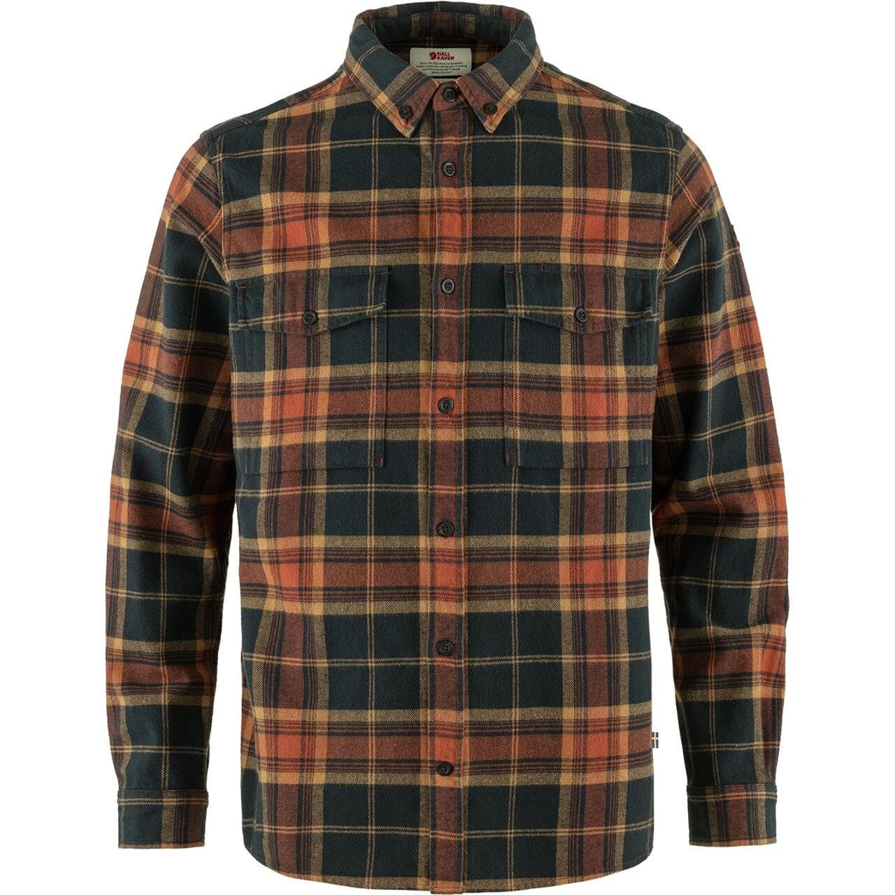 Fjällräven Mens Övik Twill Shirt (Orange (AUTUMN LEAF-DARK NAVY/215-555) XX-large)
