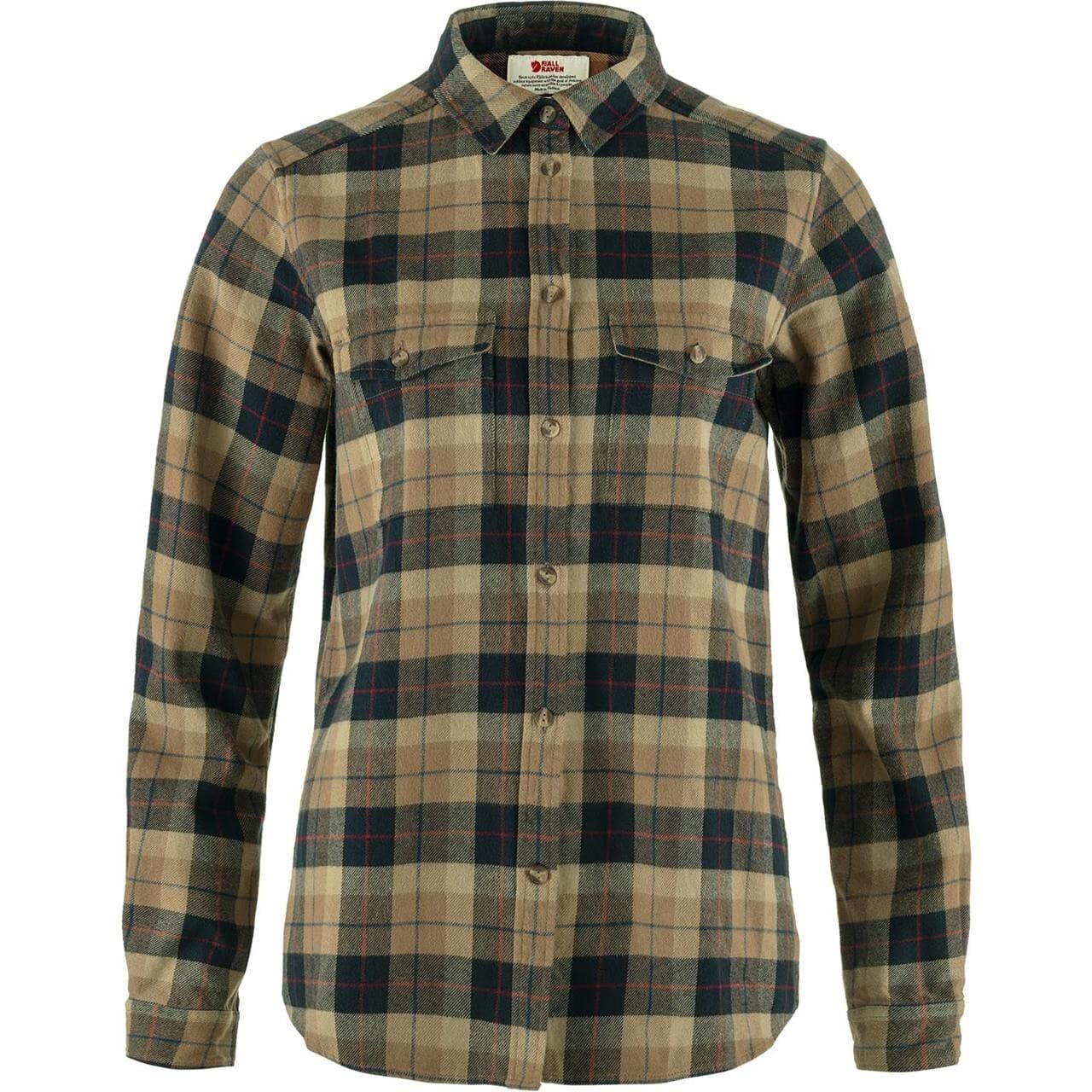 Fjällräven Womens Värmland Heavy Flannel Shirt (Brun (DARK SAND-DARK NAVY/227-555) Large)