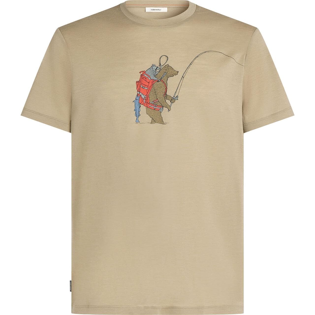 Icebreaker Mens Merino 150 Tech Lite S/S T (Beige (BEAR CATCH/FLAGSTONE) Medium)