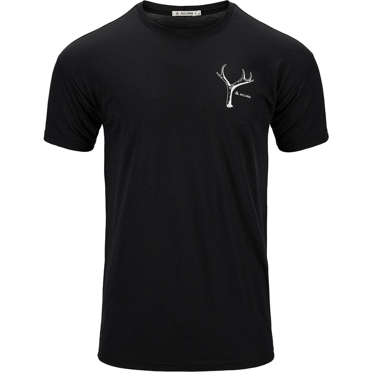 Aclima Mens LightWool Tee Print Antler (Sort (JET BLACK) Large)
