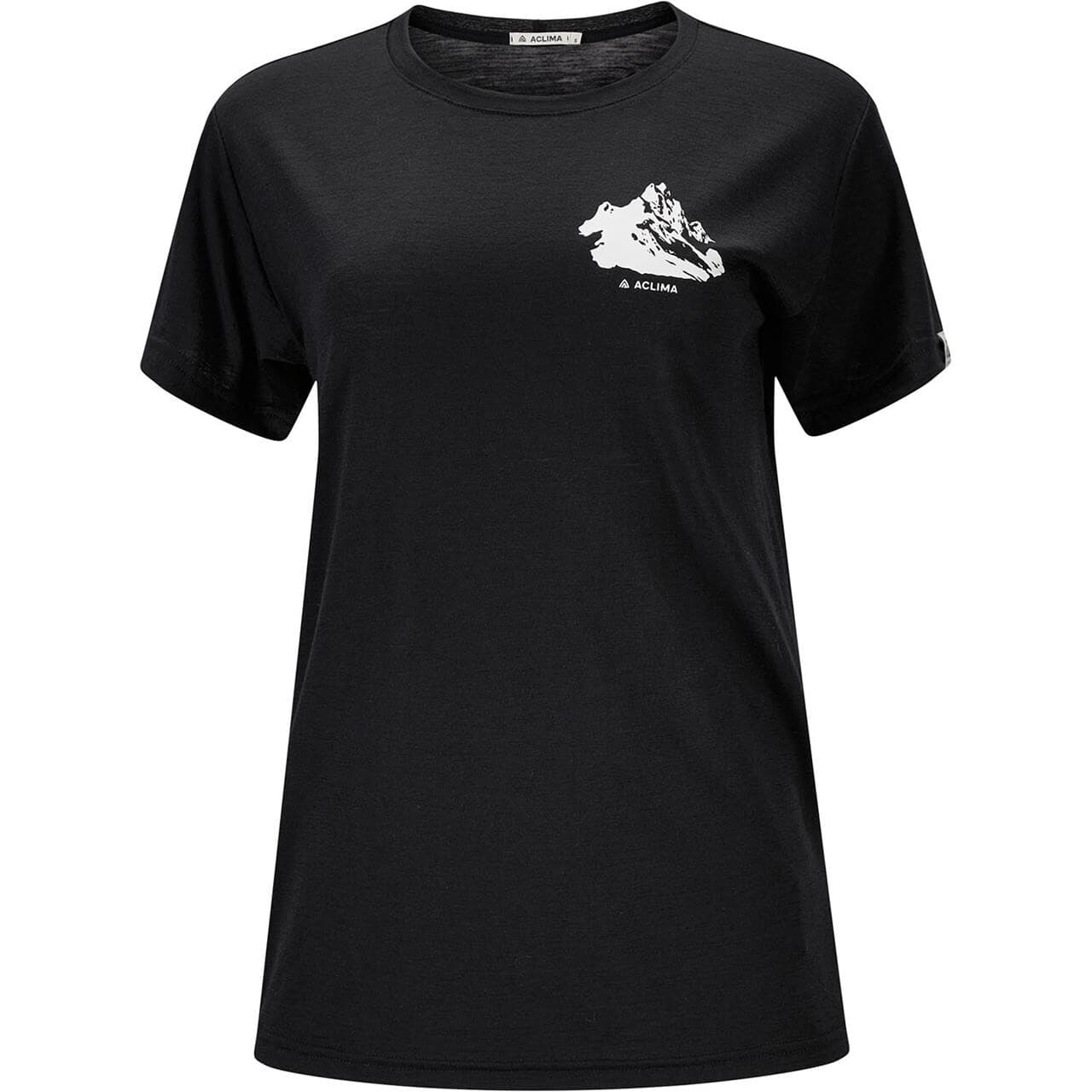 Aclima Womens LightWool Tee Print Mountain (Sort (JET BLACK) Small)