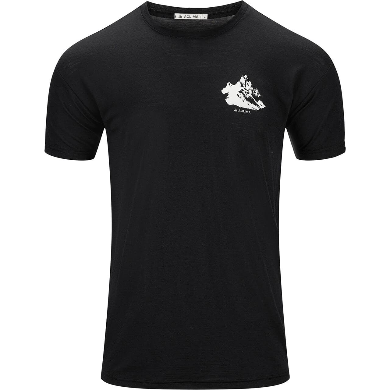 Aclima Mens LightWool Tee Print Mountain (Sort (JET BLACK) Large)