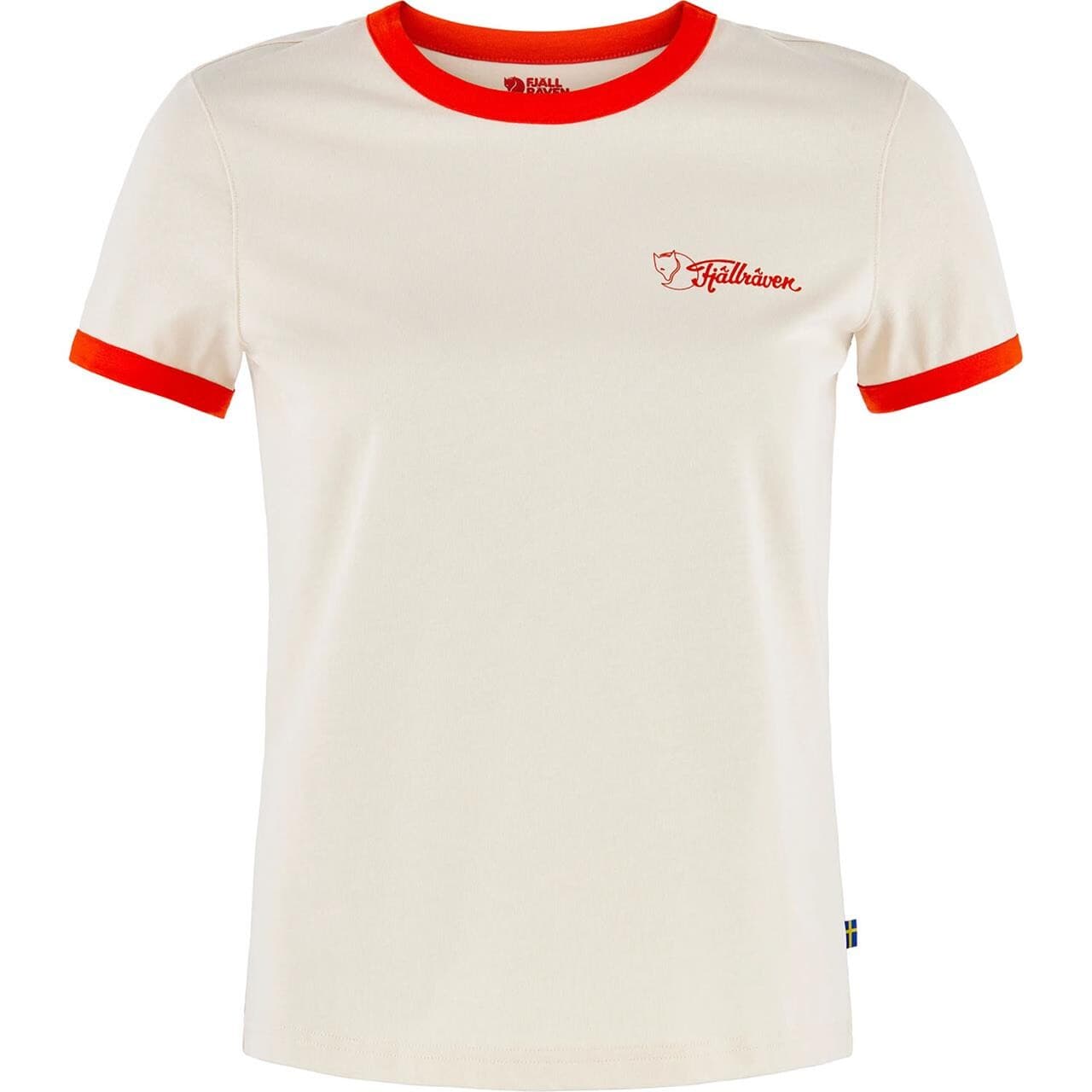 Fjällräven Womens Retro T-shirt (Beige (CHALK WHITE-FLAME ORNG/113-214) X-large)