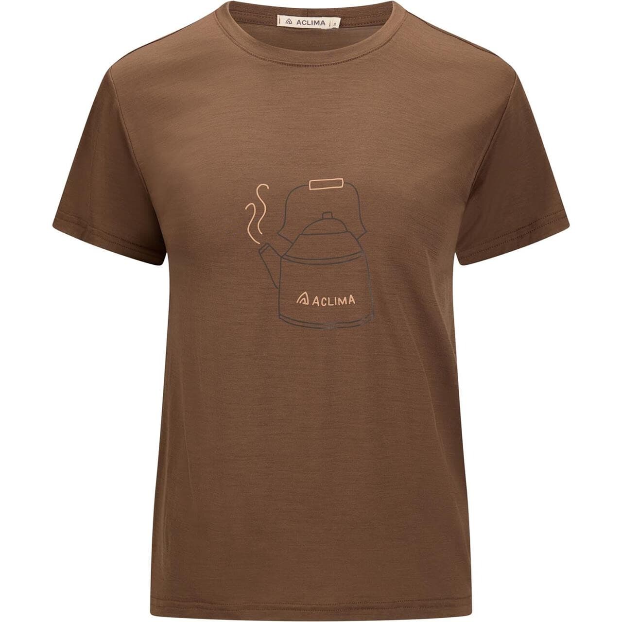 Aclima Womens LightWool 140 Tee Kettle (Brun (DARK EARTH) Large)