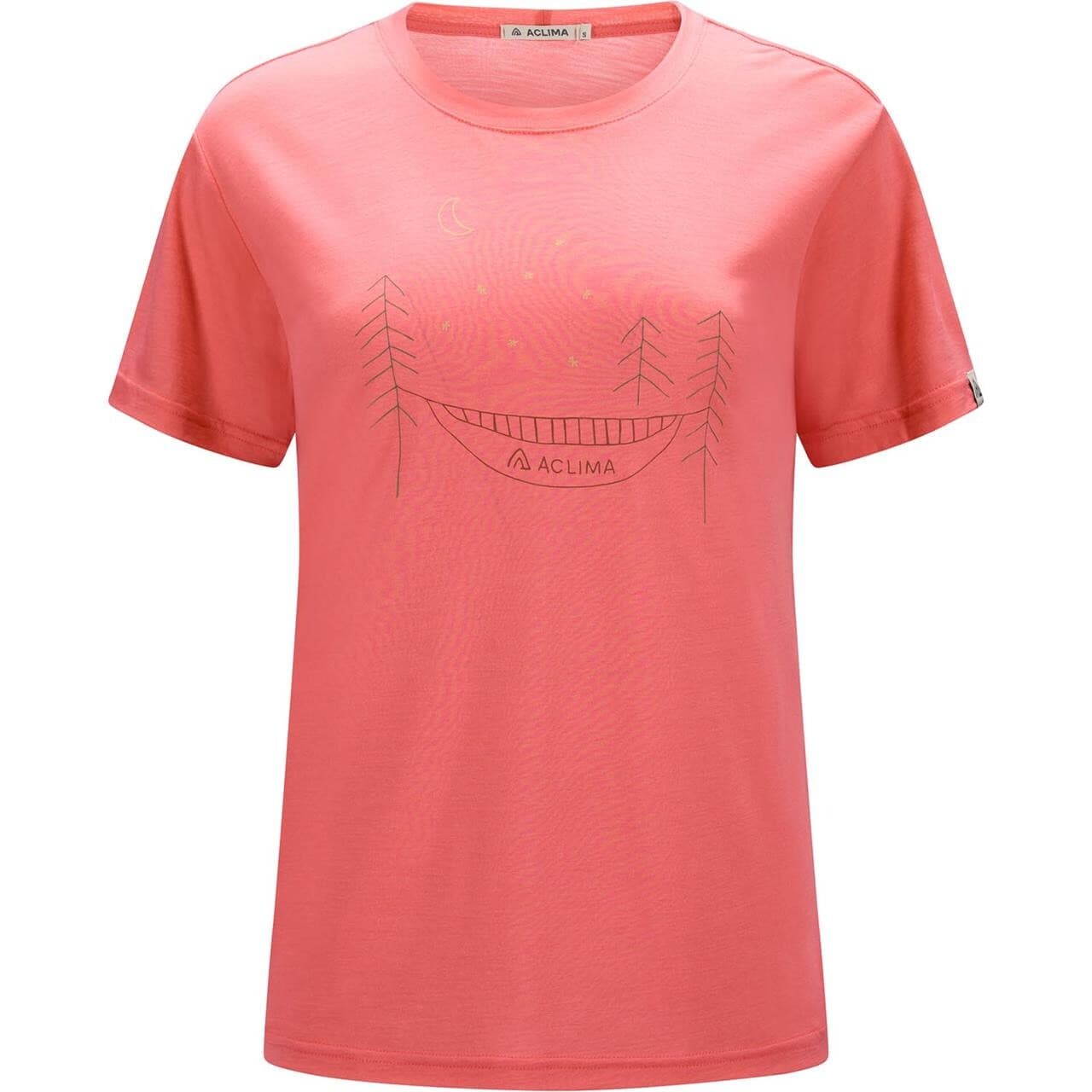Aclima Womens LightWool 140 Tee Forest (Lyserød (SUN KISSED CORAL) Small)