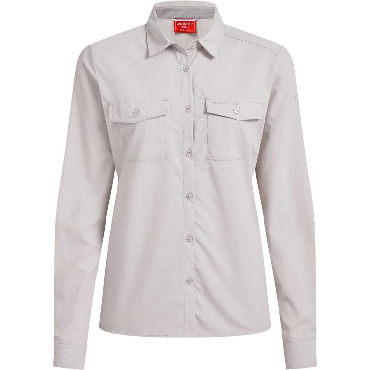Craghoppers Womens Nosilife Loukkos Long Sleeved Shirt (Hvid (OYSTER) 38)