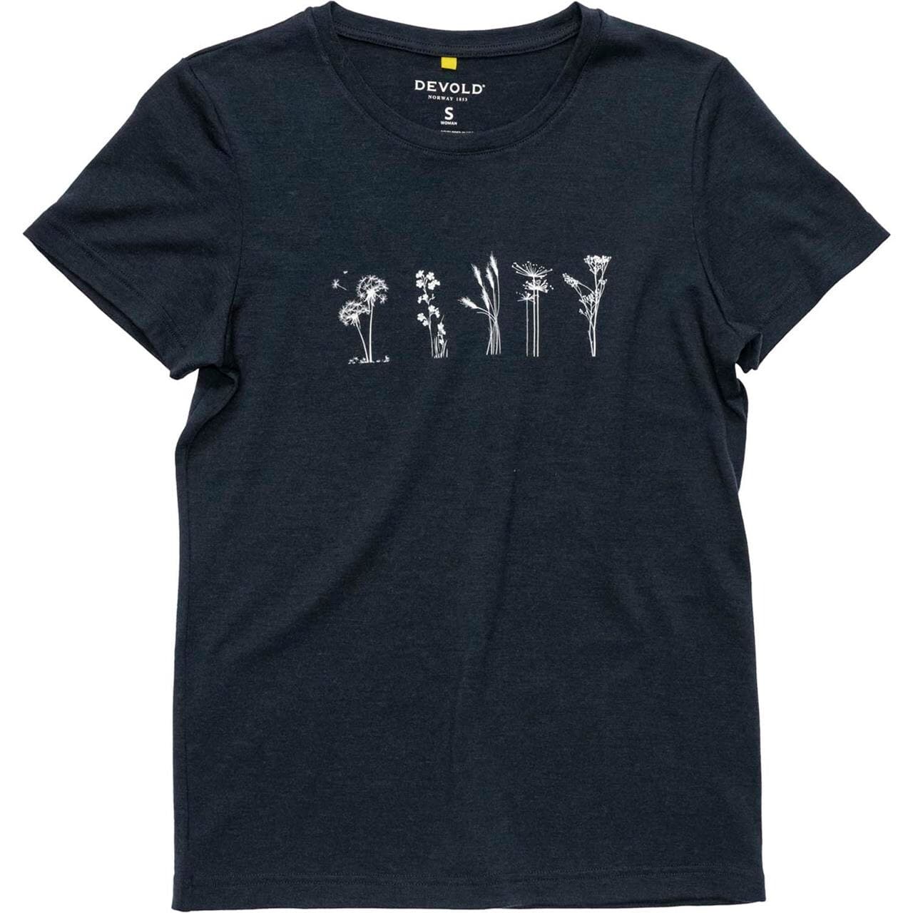 Devold Womens Classic Flowers Tee (Sort (INK) Small)