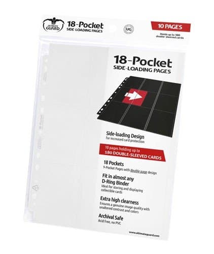 Ultimate Guard 18-Pocket Pages (Mappelommer til Ringbind/11 Huller) Side-Loading White (Hvid) (10)