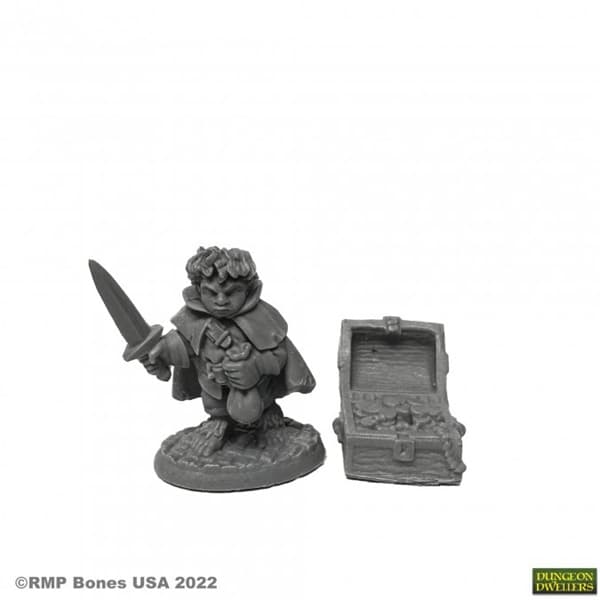 Reaper Bones USA Dungeon Dwellers: Stitch Thimbletoe, Halfling Thief - Plastic Miniature