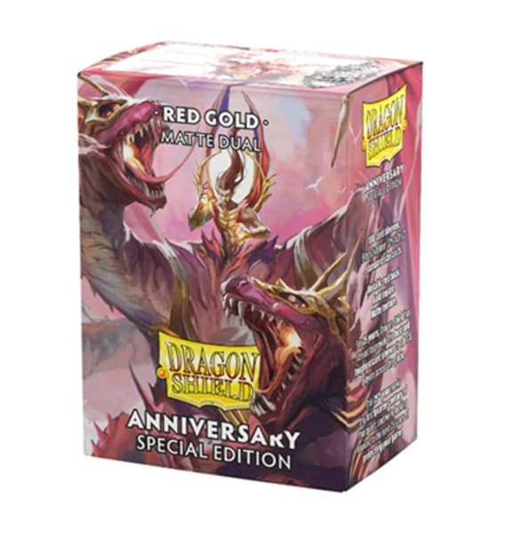 Dragon Shield Deck Protectors - Matte Dual: Pomegranate & Gold (Red/Gold Anniversary Special Edition) - 100 lommer - Dragonshield - Sleeves #AT-15065