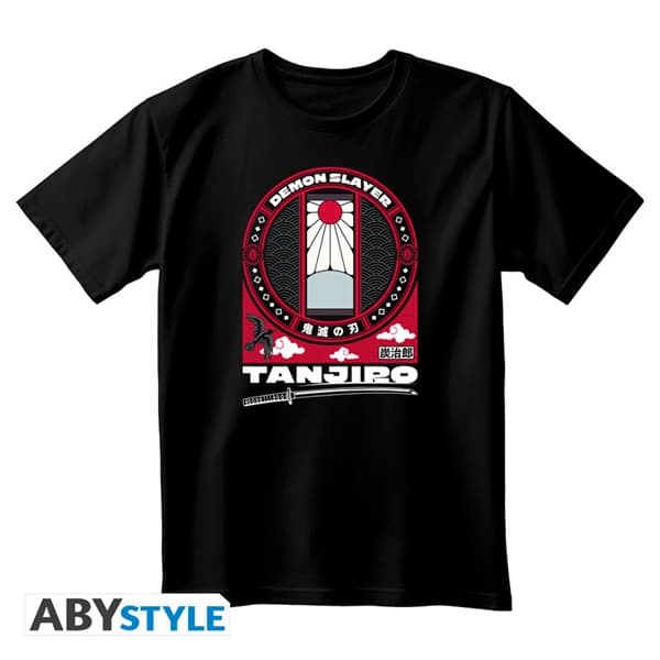 Demon Slayer - Tanjiro - Unisex Black-Tshirt - Size: Large (L)