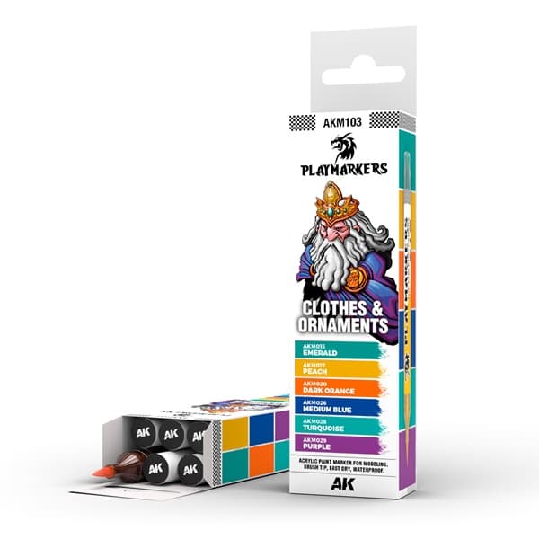 AK Interactive - Playmarkers Set: Clothes & Ornaments (6 Paint Markers/Malingstuscher)