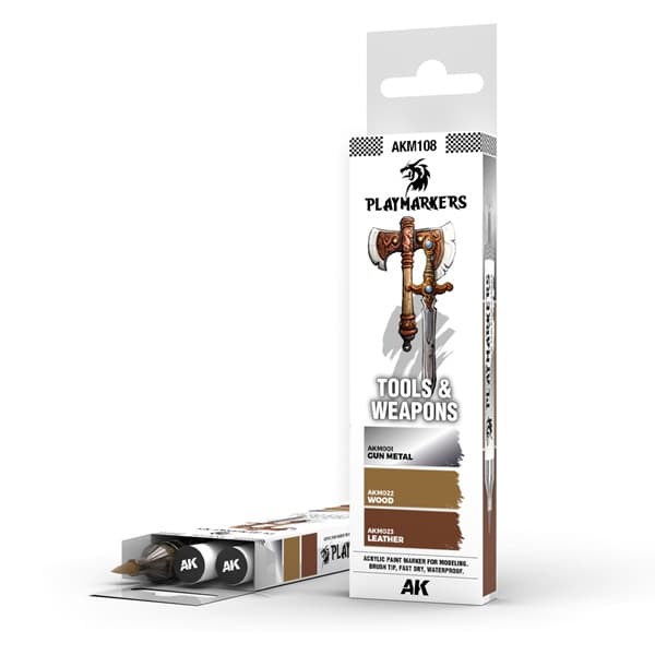AK Interactive - Playmarkers Set: Tools & Weapons (3 Paint Markers/Malingstuscher)