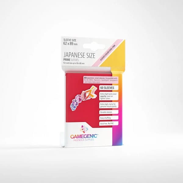 Gamegenic: Prime Sleeves: Small/Japanese Size - Red (Rød) (60 Kortlommer)