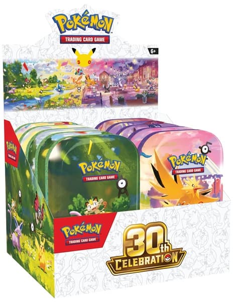 Pokemon Tin Kasse - 2026 Fall Mega Evolution: 30th Celebration Mini Tins Display - 10 Mini Tins! (20 Boosters)