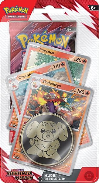 Pokemon Blister Pack - 1-Pack Premium Checklane Blister: 1 Scarlet & Violet: Destined Rivals Booster Pakke + Skeledirge Line Promos & Mønt