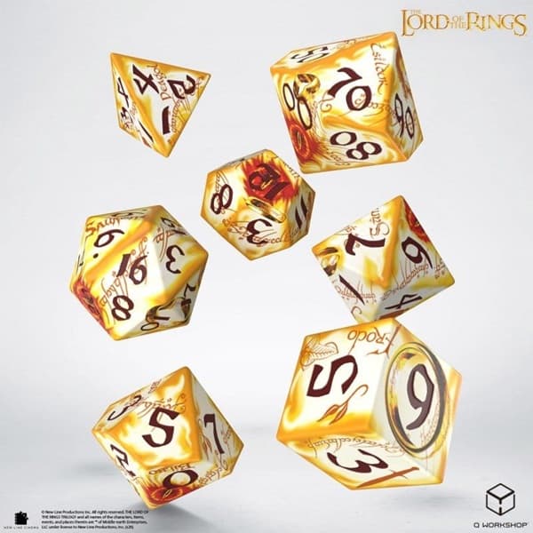 Dice - Terningesæt - 7 terninger - The Lord of the Rings: Ring-Bearers - Full Art - Whitefire Radiance